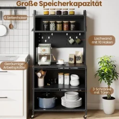 Køkkenskab med hjul, foldedøre og kroge