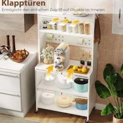 Køkkenskab med hjul, foldedøre og kroge