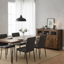 Køkkenskænk med justerbare hylder, glasdøre