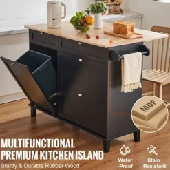 Køkkensørejse - DUOKU - SR231333 - Træ og sort - Opbevaring 10 Gallons - Moderne stil trä och svart