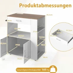 Køkkenvogn med rullebord og hylder