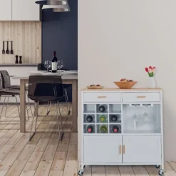 Køkkenvogn med vinreol