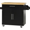 Køkkenvogn Serveringsvogn Med Bordplade Køkkenvogn Med Krydderihylde, Håndklædeholder Til Stue Spisestue Sort 109 X 40 X 89 Cm