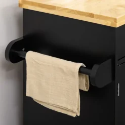 Køkkenvogn Serveringsvogn Med Bordplade Køkkenvogn Med Krydderihylde, Håndklædeholder Til Stue Spisestue Sort 109 X 40 X 89 Cm
