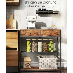 [KK]Rootz smalt konsolbord - Skænk - Entrébord - Rigelig opbevaring - Brun & Sort - 24 x 76 x 80 cm