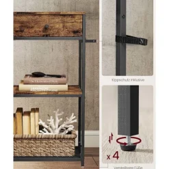 [KK]Rootz smalt konsolbord - Skænk - Entrébord - Rigelig opbevaring - Brun & Sort - 24 x 76 x 80 cm