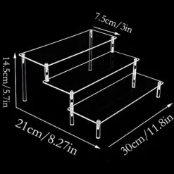 Klar Akryl Display Hylde 3-Trins Transparent Trappehylde