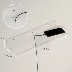 Klare Akryl Flydende Hylder 4-pak, 29,5 cm Vægmonterede Hylder Til Soveværelse, Badeværelse, Stue