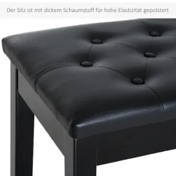 Klaverskammel Klaverbænk Traditionel Landhusstil Kosmetisk Skammel Opbevaringsplads Gummitræ Imiteret Læder Sort 76 X 36 X 50 Cm