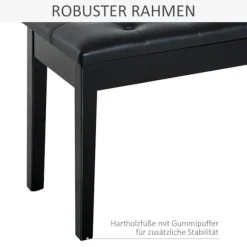 Klaverskammel Klaverbænk Traditionel Landhusstil Kosmetisk Skammel Opbevaringsplads Gummitræ Imiteret Læder Sort 76 X 36 X 50 Cm