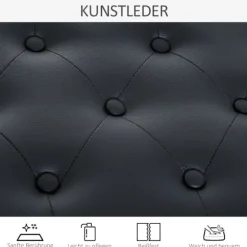 Klaverskammel Klaverbænk Traditionel Landhusstil Kosmetisk Skammel Opbevaringsplads Gummitræ Imiteret Læder Sort 76 X 36 X 50 Cm