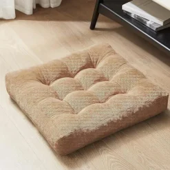 Komfort Memory Foam Meditation Gulvpuder 2 Stykker Sæt, Voksen Studerende Firkantet Stor Pude, Tuftet Fløjl Gulvmåtte til Balkon Udendørs Tatami Li