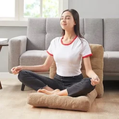 Komfort Memory Foam Meditation Gulvpuder 2 Stykker Sæt, Voksen Studerende Firkantet Stor Pude, Tuftet Fløjl Gulvmåtte til Balkon Udendørs Tatami Li