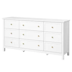 Kommode - DUOKU - 3 kolonner 9 skuffer - Hvid - MDF og spånplader - Anti-tipping skydesystem Vit