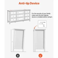 Kommode - DUOKU - 3 kolonner 9 skuffer - Hvid - MDF og spånplader - Anti-tipping skydesystem Vit