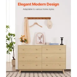 Kommode - DUOKU - SR247246 - 6 Skuffer - Lys Træ - Moderne Minimalistisk Design Klart trä
