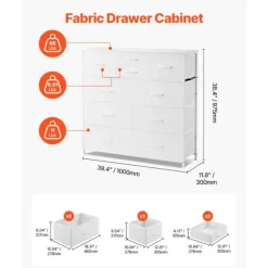 Kommode - DUOKU - ZWE-BC-SS-06 - 10 Skuffer - Stålramme - Hvid Vit