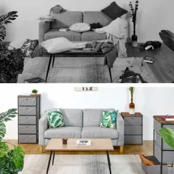 Kommode i trædesign med stofskuffer