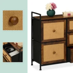 Kommode med 5 skuffer i rattan look