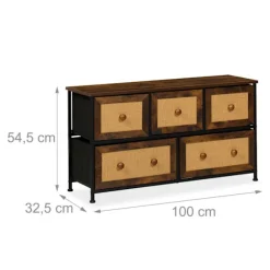 Kommode med 5 skuffer i rattan look