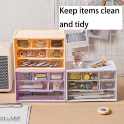 Kommode med små skuffer til skrivebordsplads, plastik opbevaringskab, mini opbevaringsboks, transparent opbevaringstårn med 6 skuffer til opbevaring af dele Purple | Fyndiq