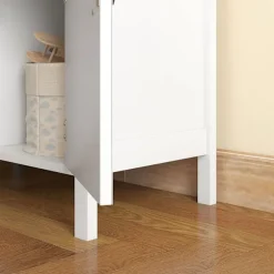 Kommode Opbevaringsskab 2 Skuffer 3 Rum Vippebeskyttelse Stue Soveværelse Hvid 68X34X80Cm