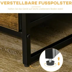 Kommode, opbevaringsskab med 3 foldbare stofskuffer, 2 hylder, sideskab i industriel stil til stuen, rustik brun