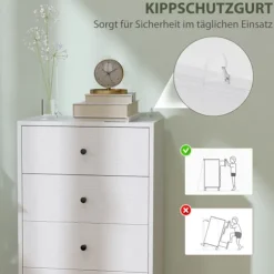 Kommode, skænk med 4 skuffer, skab af træmateriale, opbevaringsskab i moderne stil, skuffeskab, kommode, skab til stue, soveværelse, entre, 47 x 29 x | Fyndiq