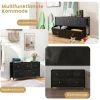 Kommode til soveværelse med 5 skuffer bred stof kommode med metalramme 100 x 30 x 58,5 cm sort