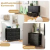 Kommode til soveværelse med 6 skuffer høj stof kommode med metalramme 89 x 30 x 76,5 cm sort