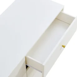 Kommode 120x40x78 cm med 6 skuffer - Hvid, zinklegeringshåndtag & stålben, MDF White