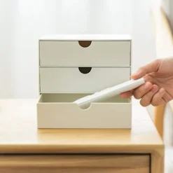 Kompakt 3-skuffers makeup-organisator - Opbevaringsskuffer sæt til kosmetik, tandplejeartikler, badeværelse, kollegium, skrivebord