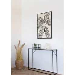 Konsol 110x26x80 cm i grå marmor effekt og metal - VITEA brun