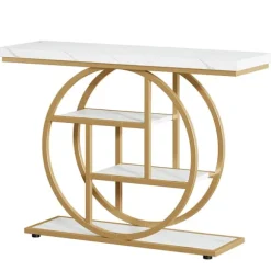 Konsolbord 105 cm vit/guld / smalt konsolbord / aflastningsbord