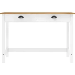 Konsolbord - Hill-serien - 2 skuffer - 110 x 45 x 74 cm - Massivt fyrretræ vitt och naturligt