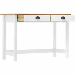 Konsolbord - Hill-serien - 2 skuffer - 110 x 45 x 74 cm - Massivt fyrretræ vitt och naturligt