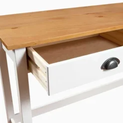 Konsolbord - Hill-serien - 2 skuffer - 110 x 45 x 74 cm - Massivt fyrretræ vitt och naturligt