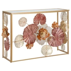 Konsolbord, guldmetal og spejlglas, 114x41,5x80 cm