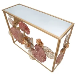 Konsolbord, guldmetal og spejlglas, 114x41,5x80 cm