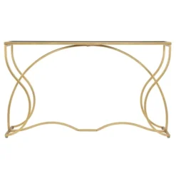 Konsolbord, guldmetal og sort glas, 130x40x75 cm