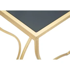 Konsolbord, guldmetal og sort glas, 130x40x75 cm