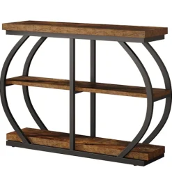 Konsolbord i træ og metal 105cm - Brun / aflastningsbord / hall