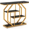 Konsolbord, 4-lags, bordplade i imiteret marmor, sort, 100 cm