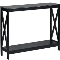 Konsolbord med 2 hylder, X-Frame, Sort, 100x30x80 cm