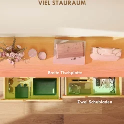 Konsolbord med 2 skuffer, metalstel, 110x35x76,5 cm