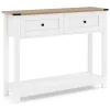 Konsolbord med 2 skuffer og hylde, hvid, 106x30x81,5 cm