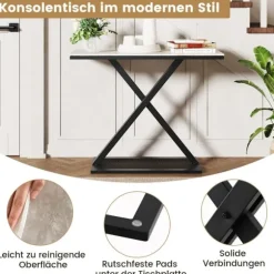 Konsolbord med bordplade i imiteret marmor, metalstel, 100x40x77,5 cm