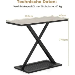 Konsolbord med bordplade i imiteret marmor, metalstel, 100x40x77,5 cm