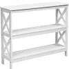 Konsolbord med hylde, industrielt design, hvid, 100x33x80 cm