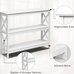 Konsolbord med hylde, industrielt design, hvid, 100x33x80 cm